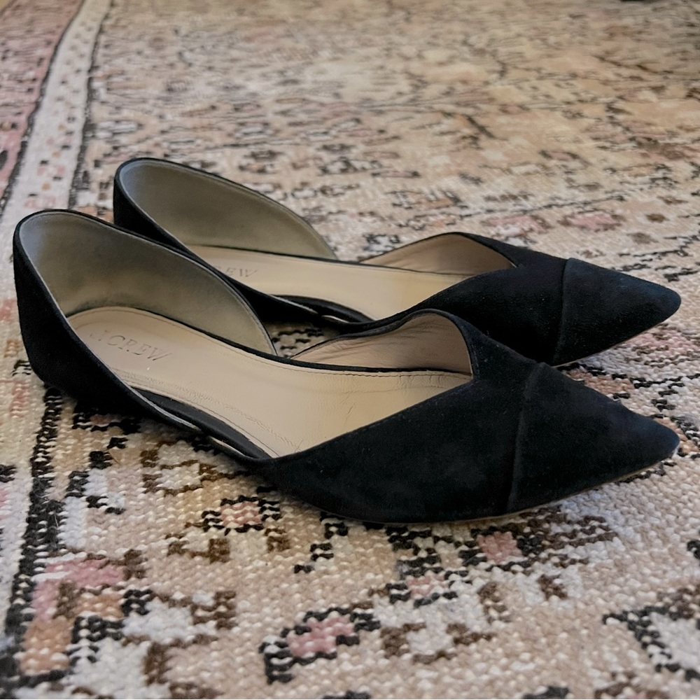 J Crew D’Orsay Suede Pointed Toe Black Flats